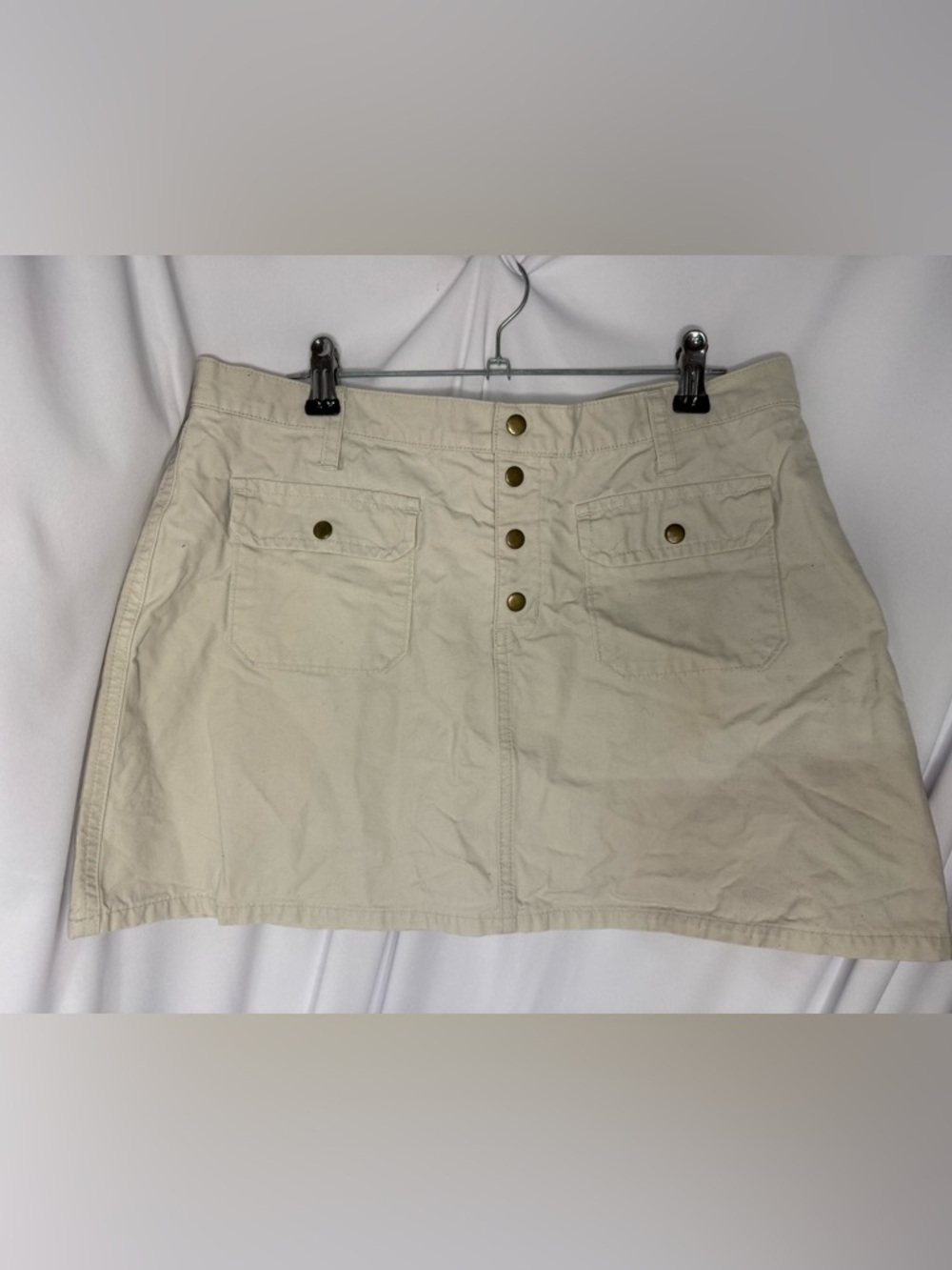 Abercrombie & Fitch Cream Button-Front Mini Skirt vintage Y2K